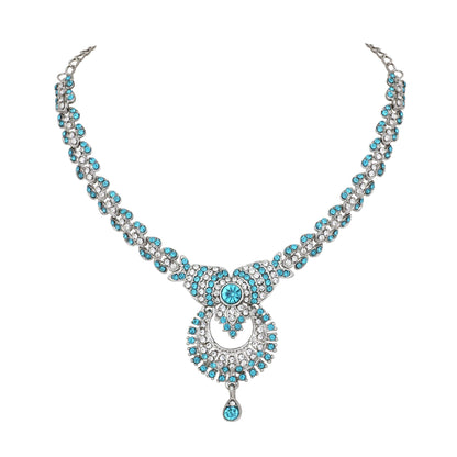 Atasi International Delightful Rhodium Silver Plated Alloy Choker Necklace Set For Women