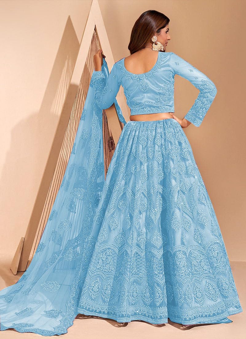 ZAALIMA FASHION Women's Semi Stitched satin blend Lehenga Choli with Embroidered Pattern Unstitched Blouse and Dupatta Set | Women's Lehenga Cholis