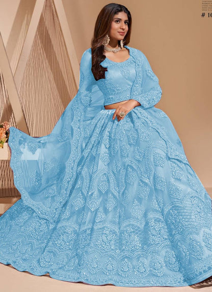 ZAALIMA FASHION Women's Semi Stitched satin blend Lehenga Choli with Embroidered Pattern Unstitched Blouse and Dupatta Set | Women's Lehenga Cholis