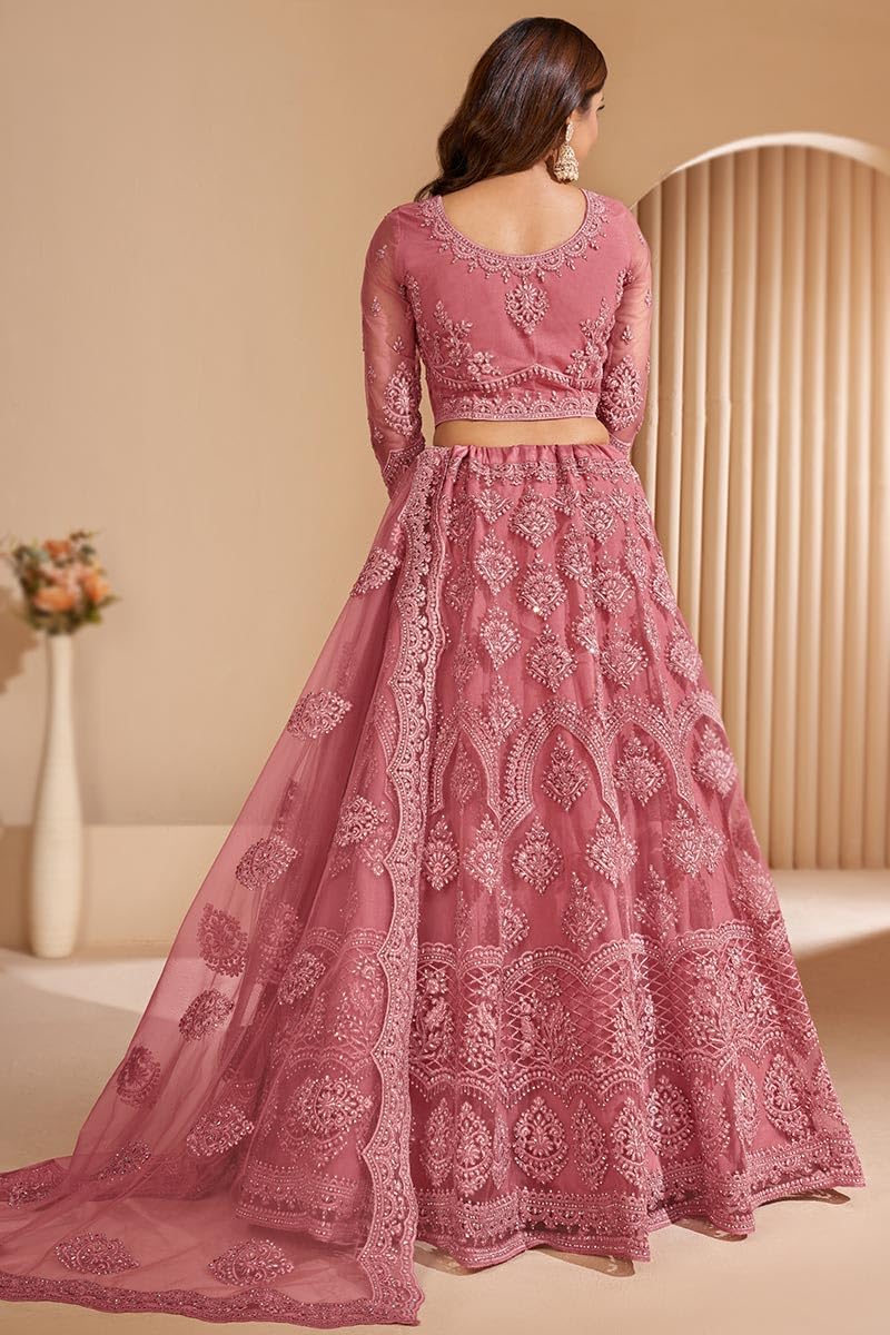 ZAALIMA FASHION Women's Semi Stitched satin blend Lehenga Choli with Embroidered Pattern Unstitched Blouse and Dupatta Set | Women's Lehenga Cholis