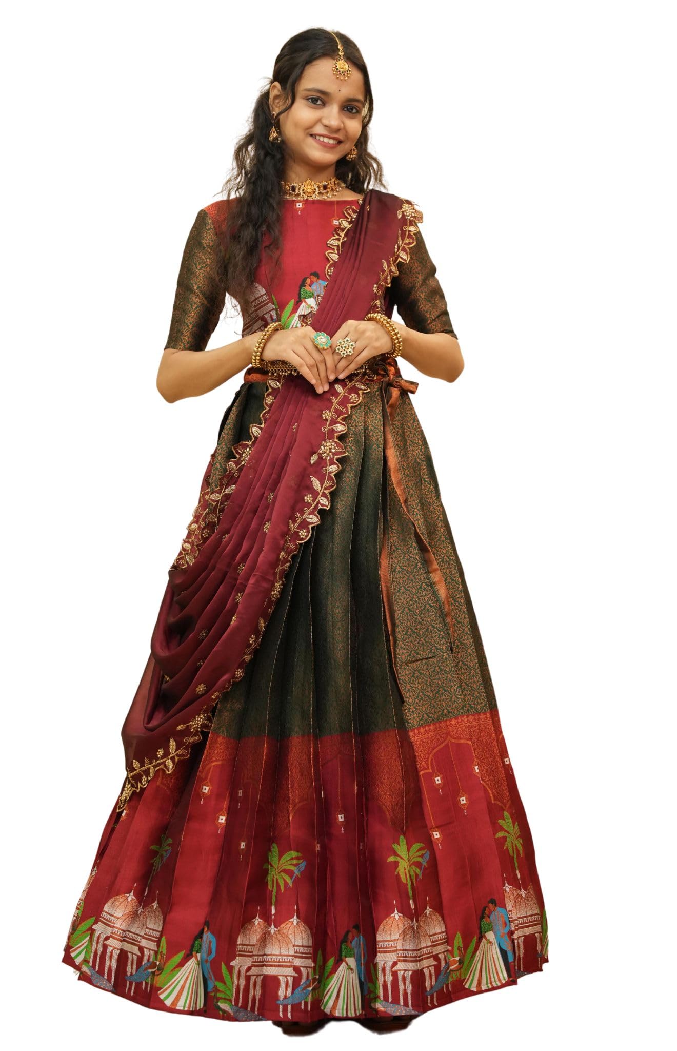 Traditional South India Half and Half Saree for Women