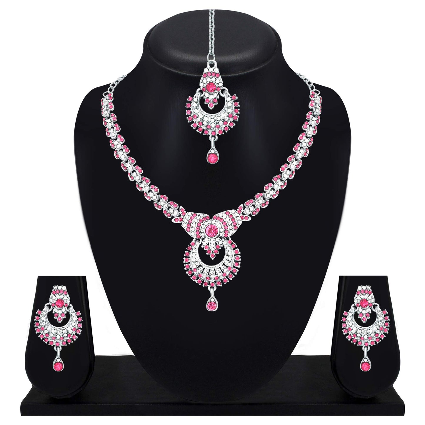 Atasi International Delightful Rhodium Silver Plated Alloy Choker Necklace Set For Women