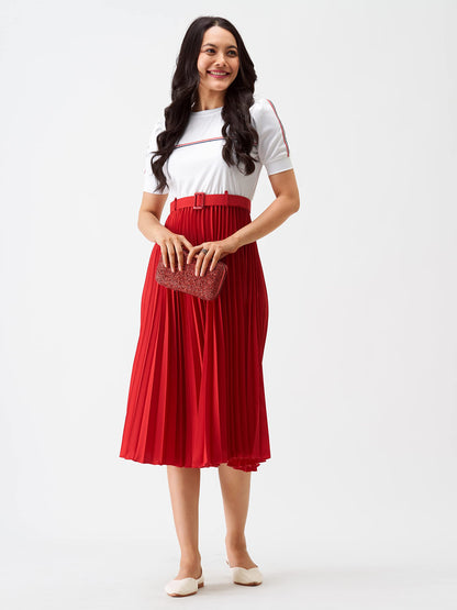 AASK Women Fit& Flare Polyster Solid Dress for Women