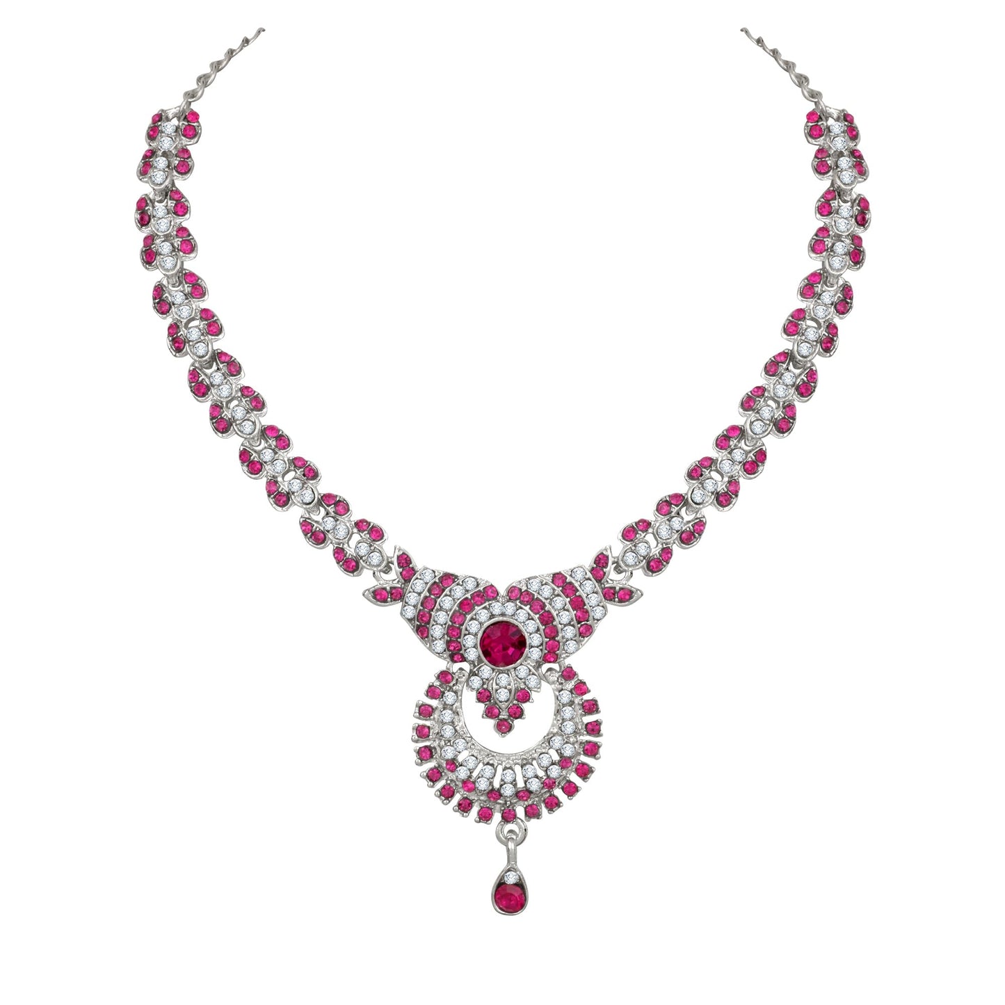 Atasi International Delightful Rhodium Silver Plated Alloy Choker Necklace Set For Women