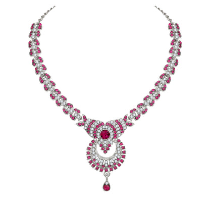 Atasi International Delightful Rhodium Silver Plated Alloy Choker Necklace Set For Women