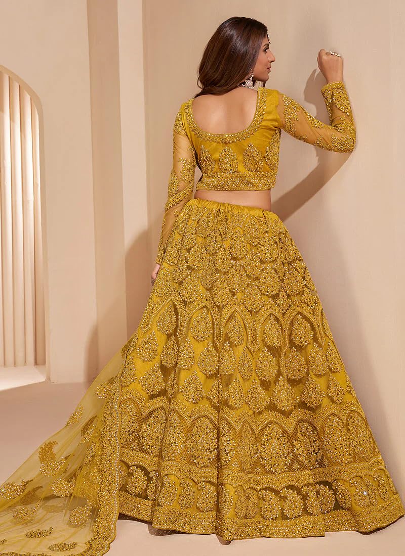 ZAALIMA FASHION Women's Semi Stitched satin blend Lehenga Choli with Embroidered Pattern Unstitched Blouse and Dupatta Set | Women's Lehenga Cholis