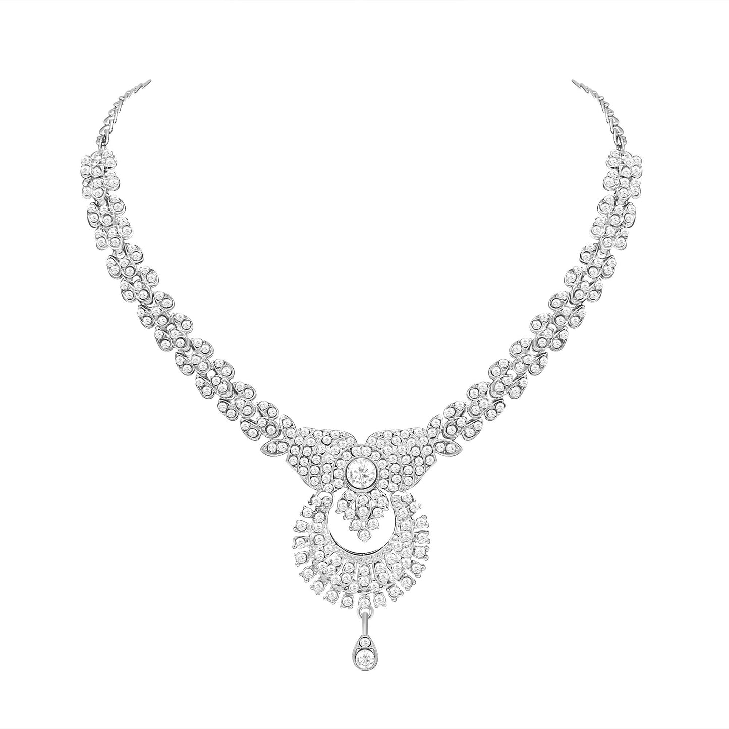 Atasi International Delightful Rhodium Silver Plated Alloy Choker Necklace Set For Women