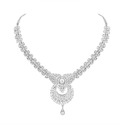 Atasi International Delightful Rhodium Silver Plated Alloy Choker Necklace Set For Women