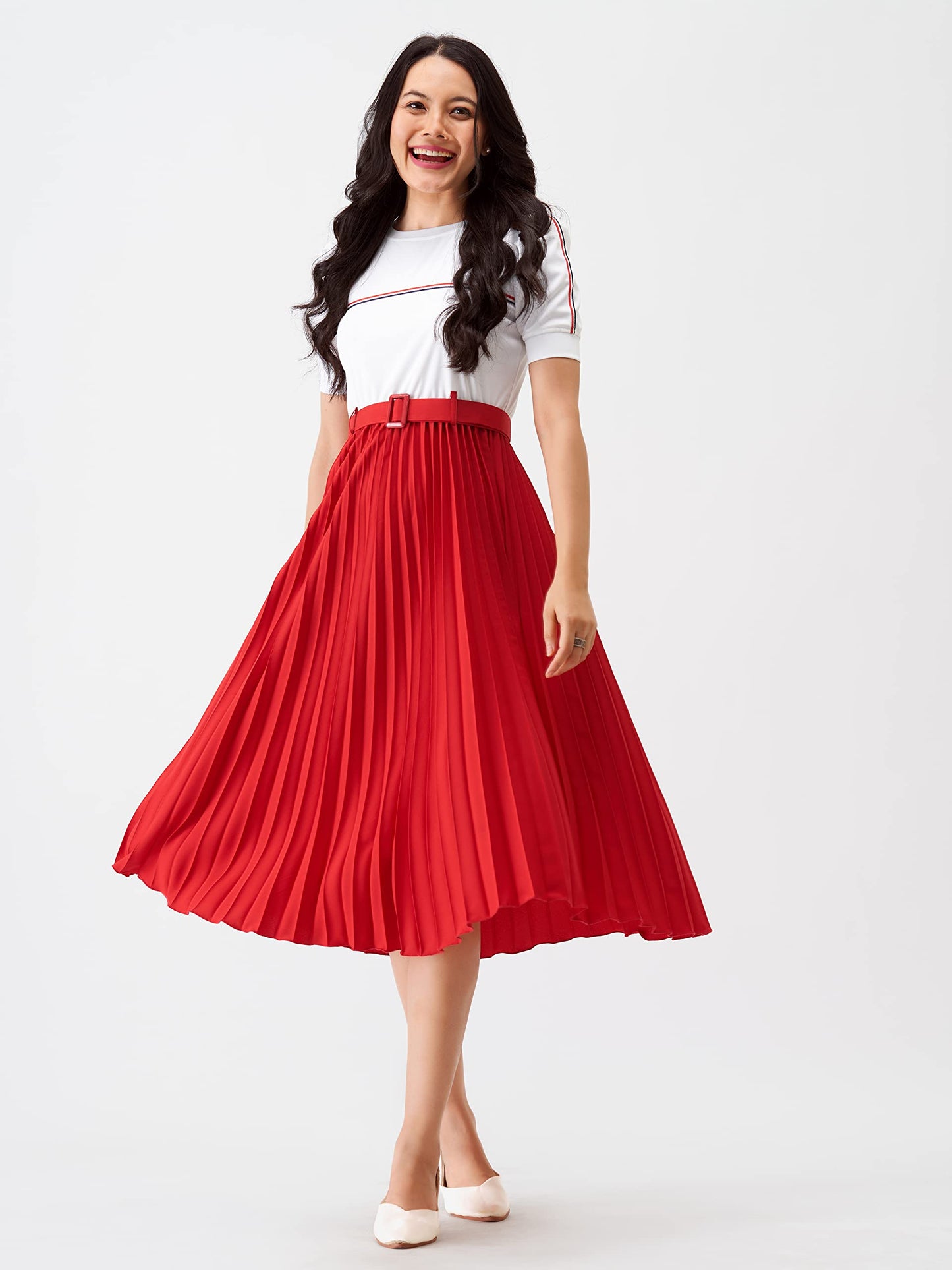 AASK Women Fit& Flare Polyster Solid Dress for Women
