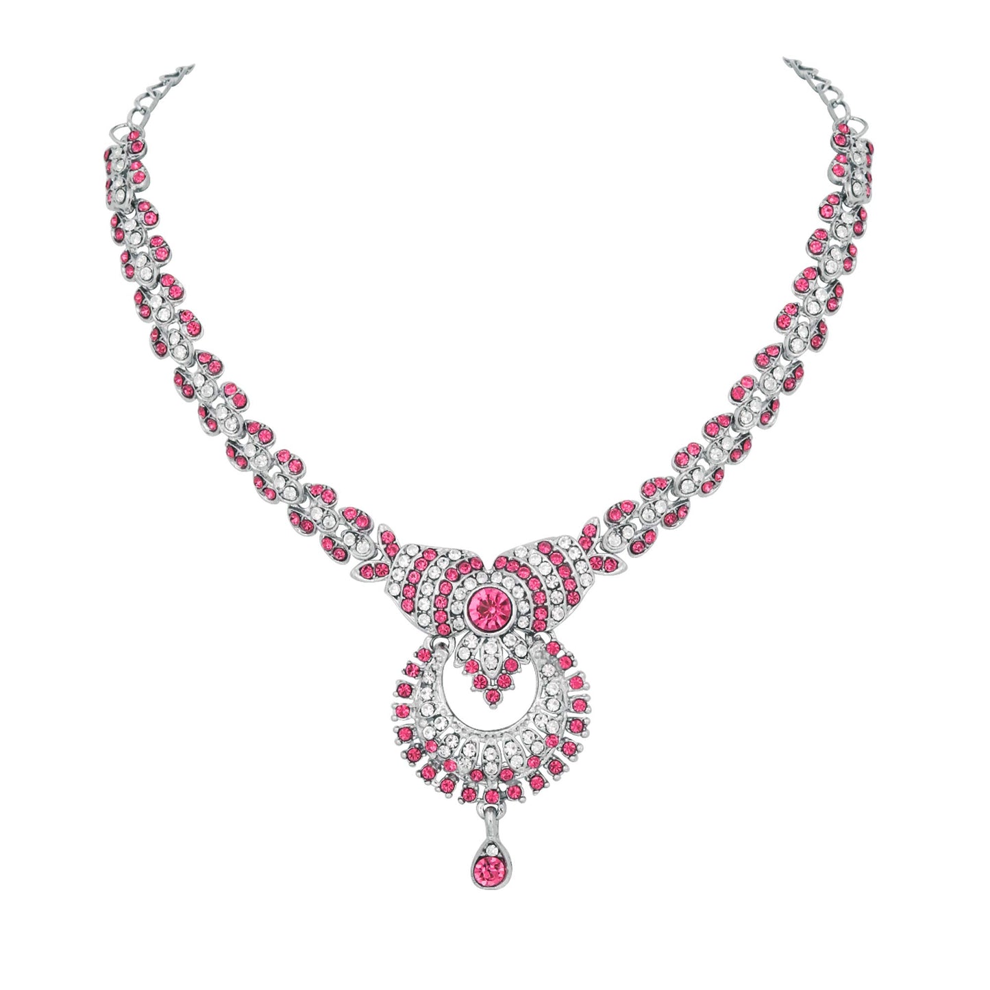 Atasi International Delightful Rhodium Silver Plated Alloy Choker Necklace Set For Women
