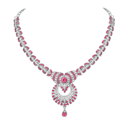 Atasi International Delightful Rhodium Silver Plated Alloy Choker Necklace Set For Women