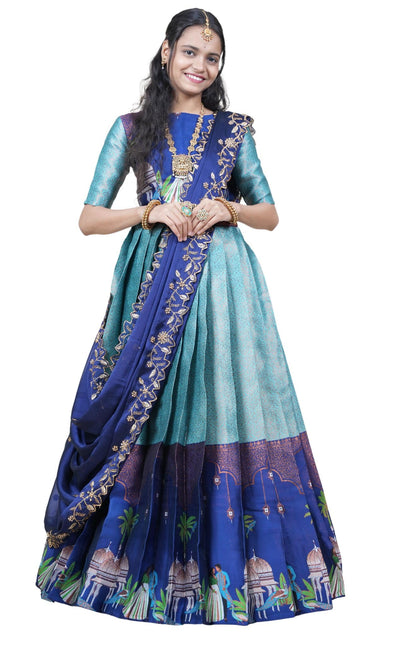 Traditional South India Half and Half Saree for Women