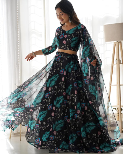 piludi Girls Fashion Lehenga Choli Ethnic Wear Stylist Digital Printed Lehenga | Choli & Dupatta Set, Pack Of 1