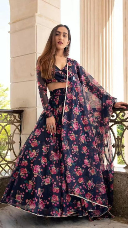 piludi Girls Fashion Lehenga Choli Ethnic Wear Stylist Digital Printed Lehenga | Choli & Dupatta Set, Pack Of 1