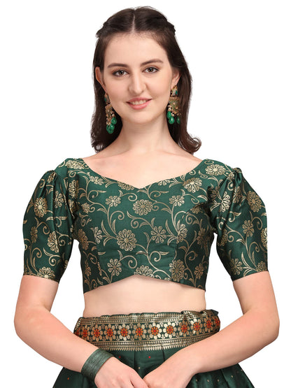 PURVAJA Women's Jacquard Semi-Stitched Lehenga choli