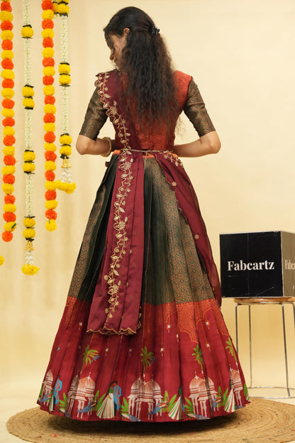 Traditional South India Half and Half Saree for Women