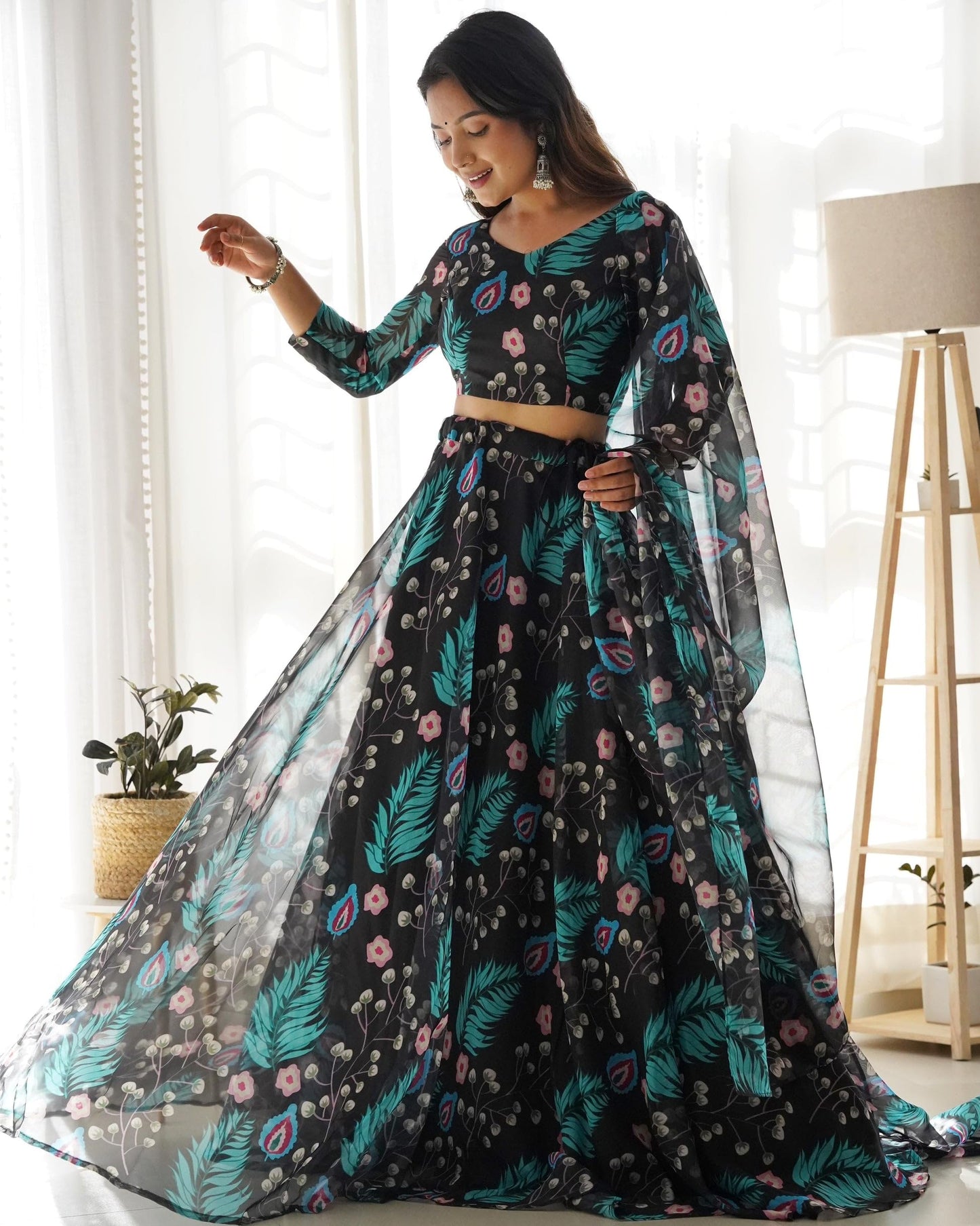 piludi Girls Fashion Lehenga Choli Ethnic Wear Stylist Digital Printed Lehenga | Choli & Dupatta Set, Pack Of 1