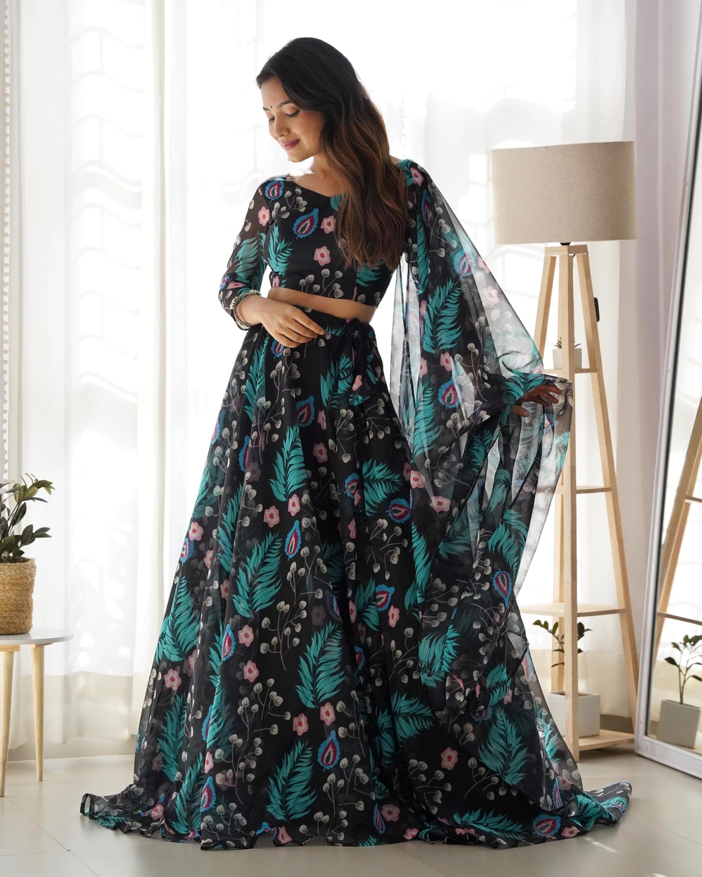 piludi Girls Fashion Lehenga Choli Ethnic Wear Stylist Digital Printed Lehenga | Choli & Dupatta Set, Pack Of 1