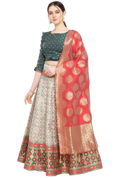 PURVAJA Women'S Silk Blend Lehenga Choli (Multi-Rivaaz_Multicolour_Free Size), Semi-stitched