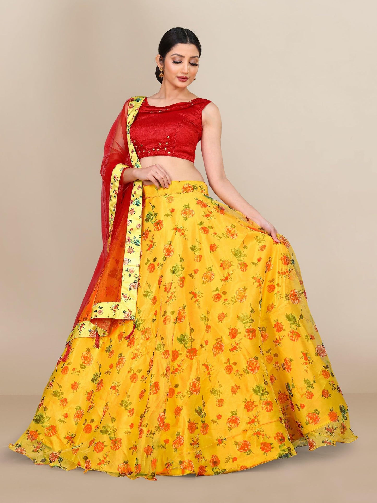 piludi Girls Fashion Lehenga Choli Ethnic Wear Stylist Digital Printed Lehenga | Choli & Dupatta Set, Pack Of 1