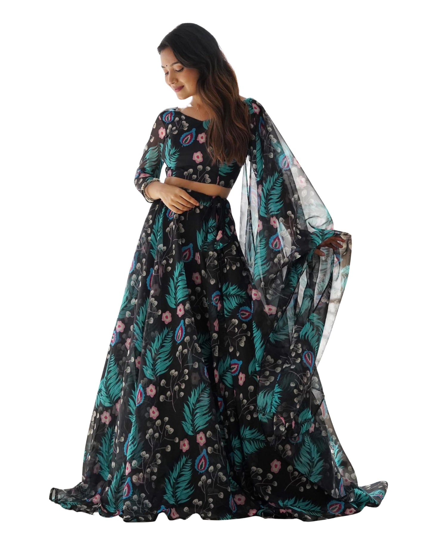 piludi Girls Fashion Lehenga Choli Ethnic Wear Stylist Digital Printed Lehenga | Choli & Dupatta Set, Pack Of 1