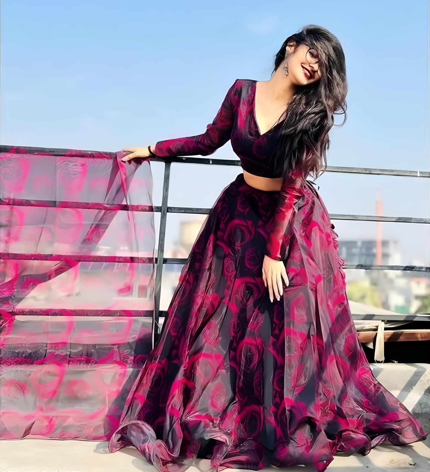 piludi Girls Fashion Lehenga Choli Ethnic Wear Stylist Digital Printed Lehenga | Choli & Dupatta Set, Pack Of 1