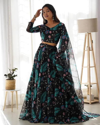 piludi Girls Fashion Lehenga Choli Ethnic Wear Stylist Digital Printed Lehenga | Choli & Dupatta Set, Pack Of 1