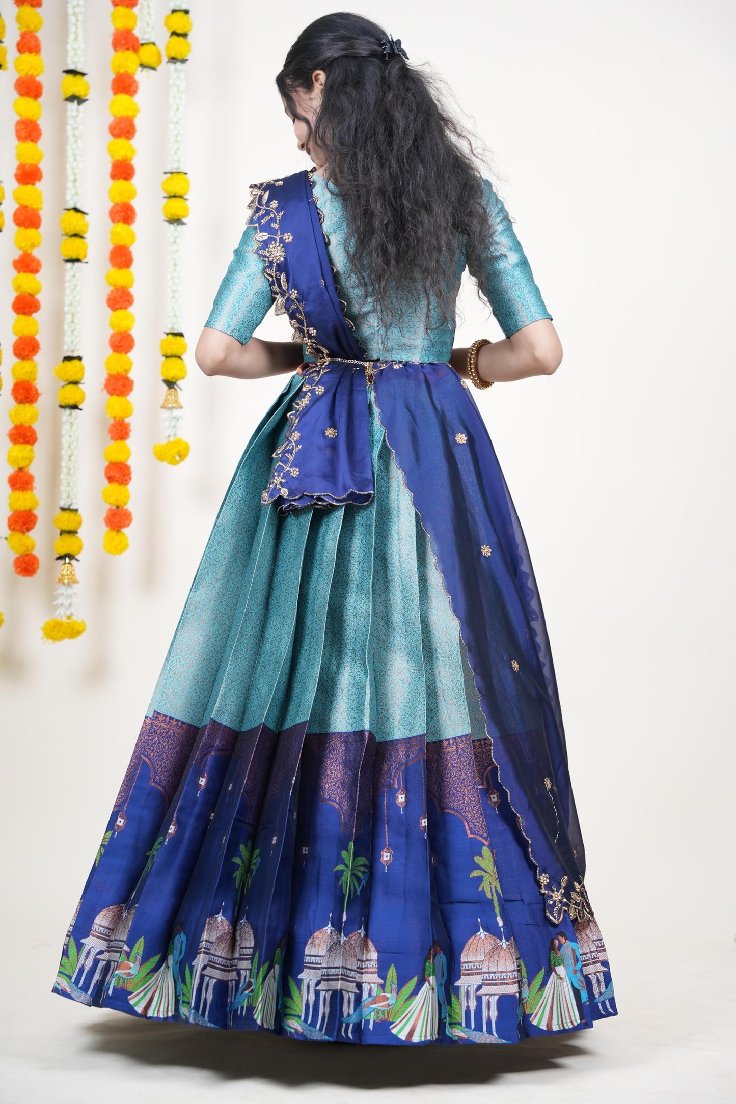 Traditional South India Half and Half Saree for Women