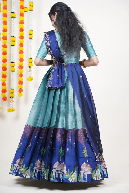 Traditional South India Half and Half Saree for Women