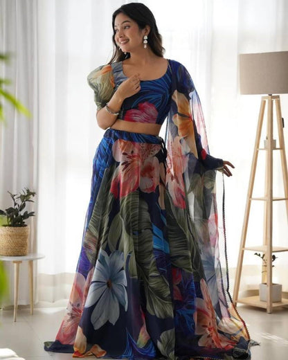 piludi Girls Fashion Lehenga Choli Ethnic Wear Stylist Digital Printed Lehenga | Choli & Dupatta Set, Pack Of 1