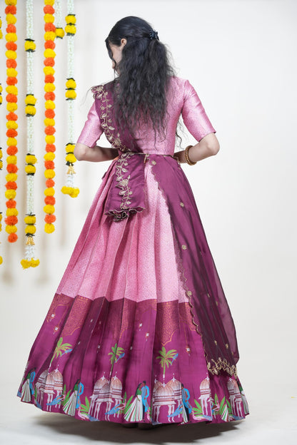 Traditional South India Half and Half Saree for Women
