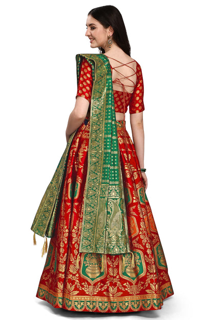 PURVAJA Women's Jacquard Semi-Stitched Lehenga choli