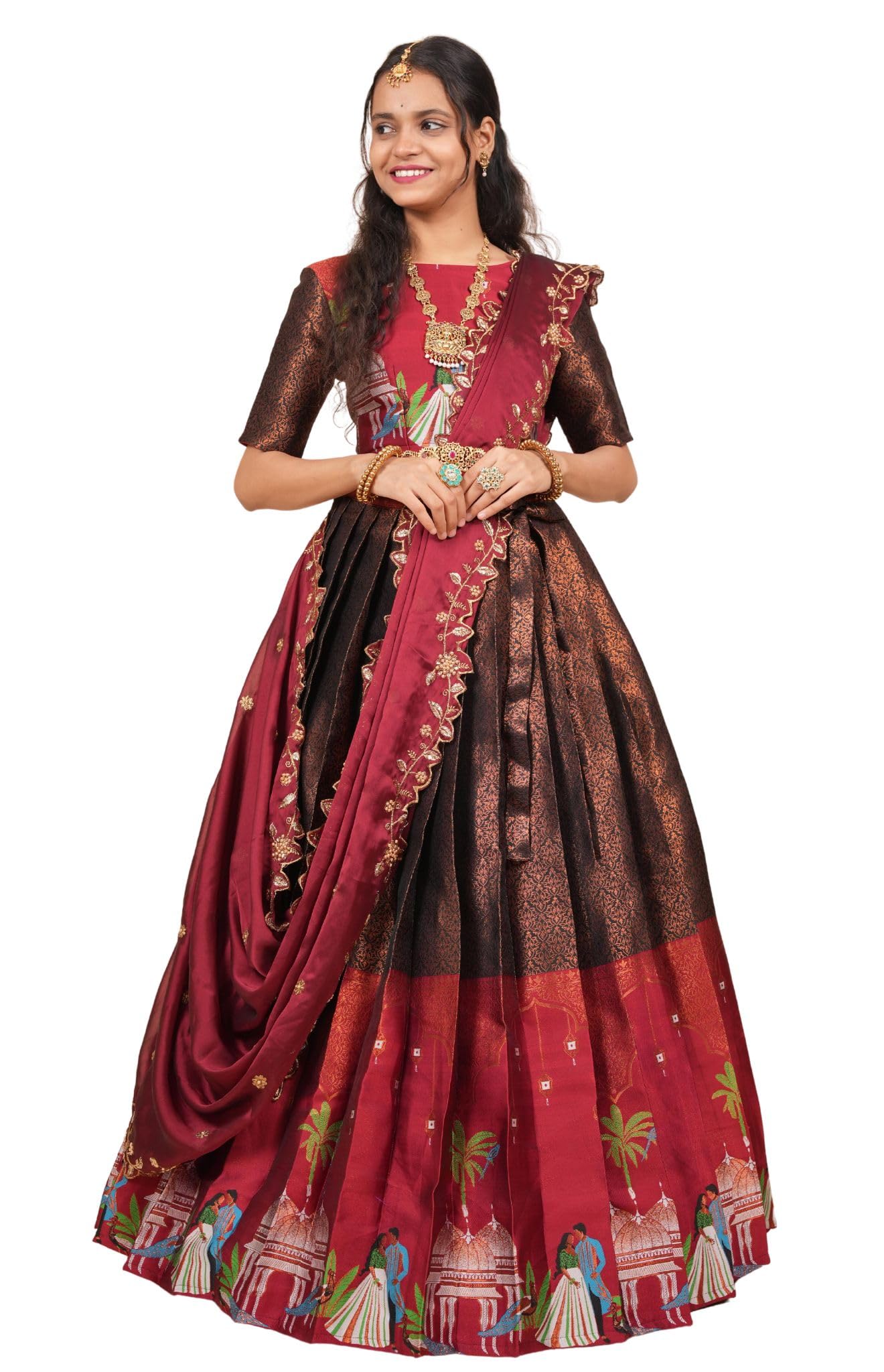 Traditional South India Half and Half Saree for Women