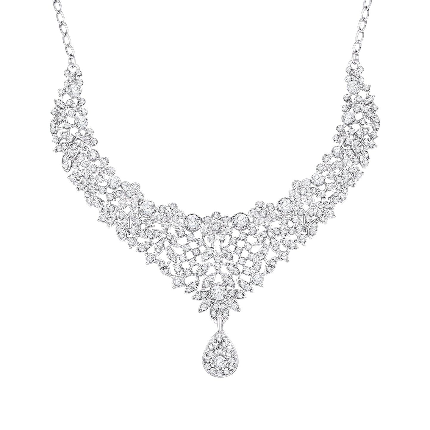 Atasi International Flora Silver Plated Alloy Choker Necklace Set For Women (R5391)