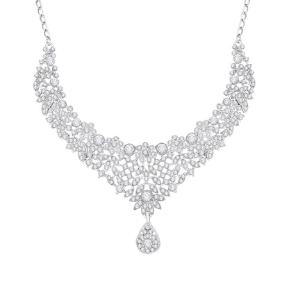 Atasi International Flora Silver Plated Alloy Choker Necklace Set For Women (R5391)