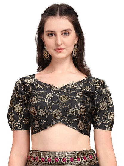 PURVAJA Women's Jacquard Semi-Stitched Lehenga choli