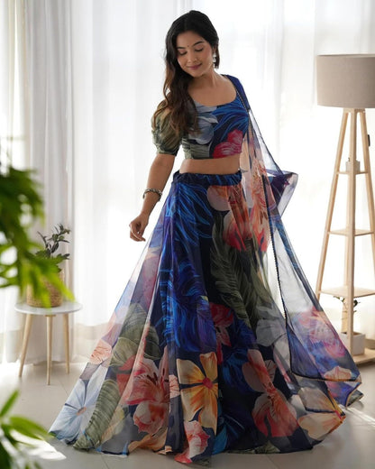 piludi Girls Fashion Lehenga Choli Ethnic Wear Stylist Digital Printed Lehenga | Choli & Dupatta Set, Pack Of 1