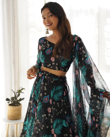 piludi Girls Fashion Lehenga Choli Ethnic Wear Stylist Digital Printed Lehenga | Choli & Dupatta Set, Pack Of 1