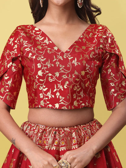 PURVAJA Women's Jacquard Semi-Stitched Lehenga choli(Kumbh)