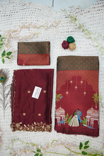 Traditional South India Half and Half Saree for Women