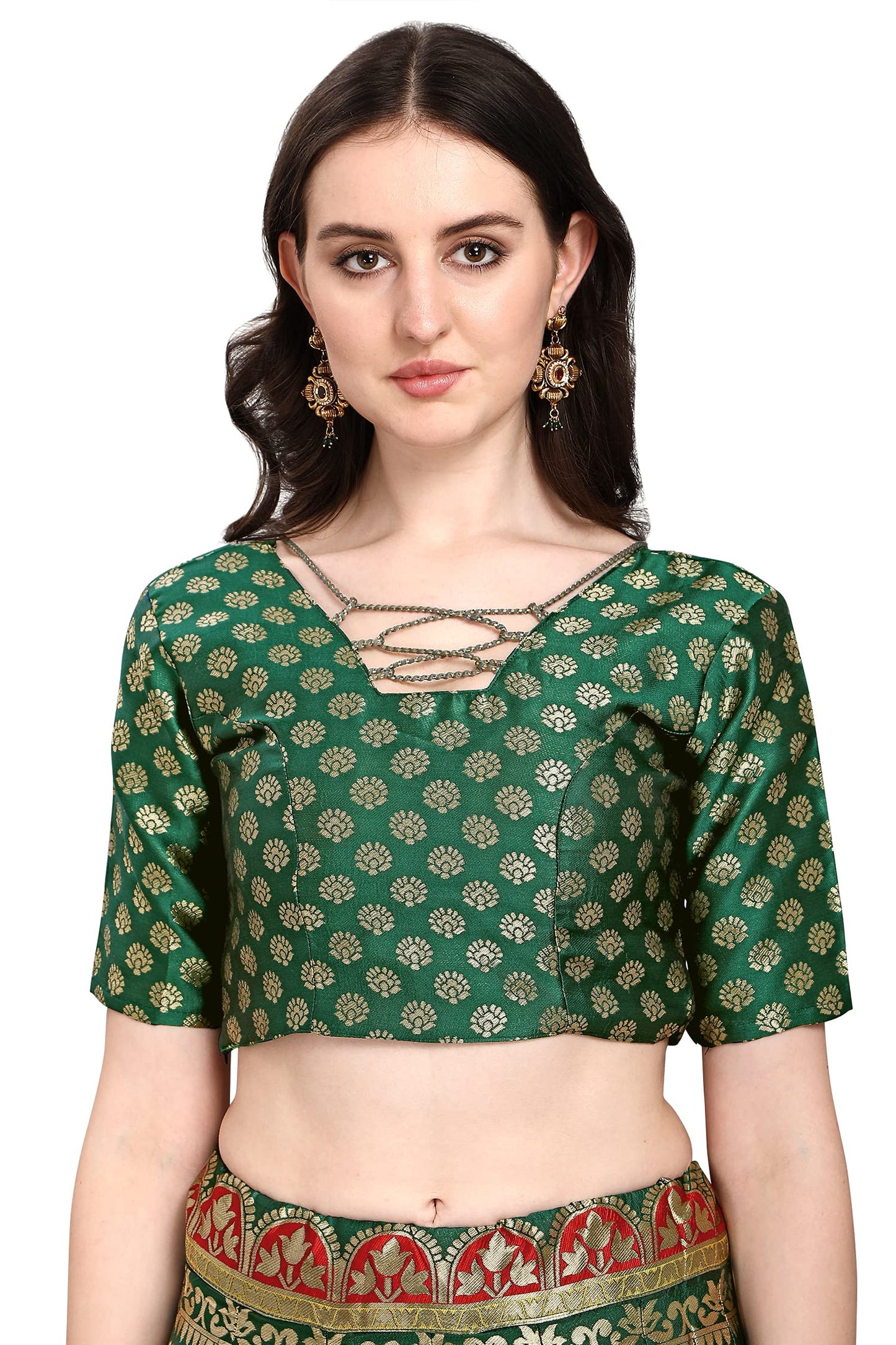 PURVAJA Women's Jacquard Semi-Stitched Lehenga choli