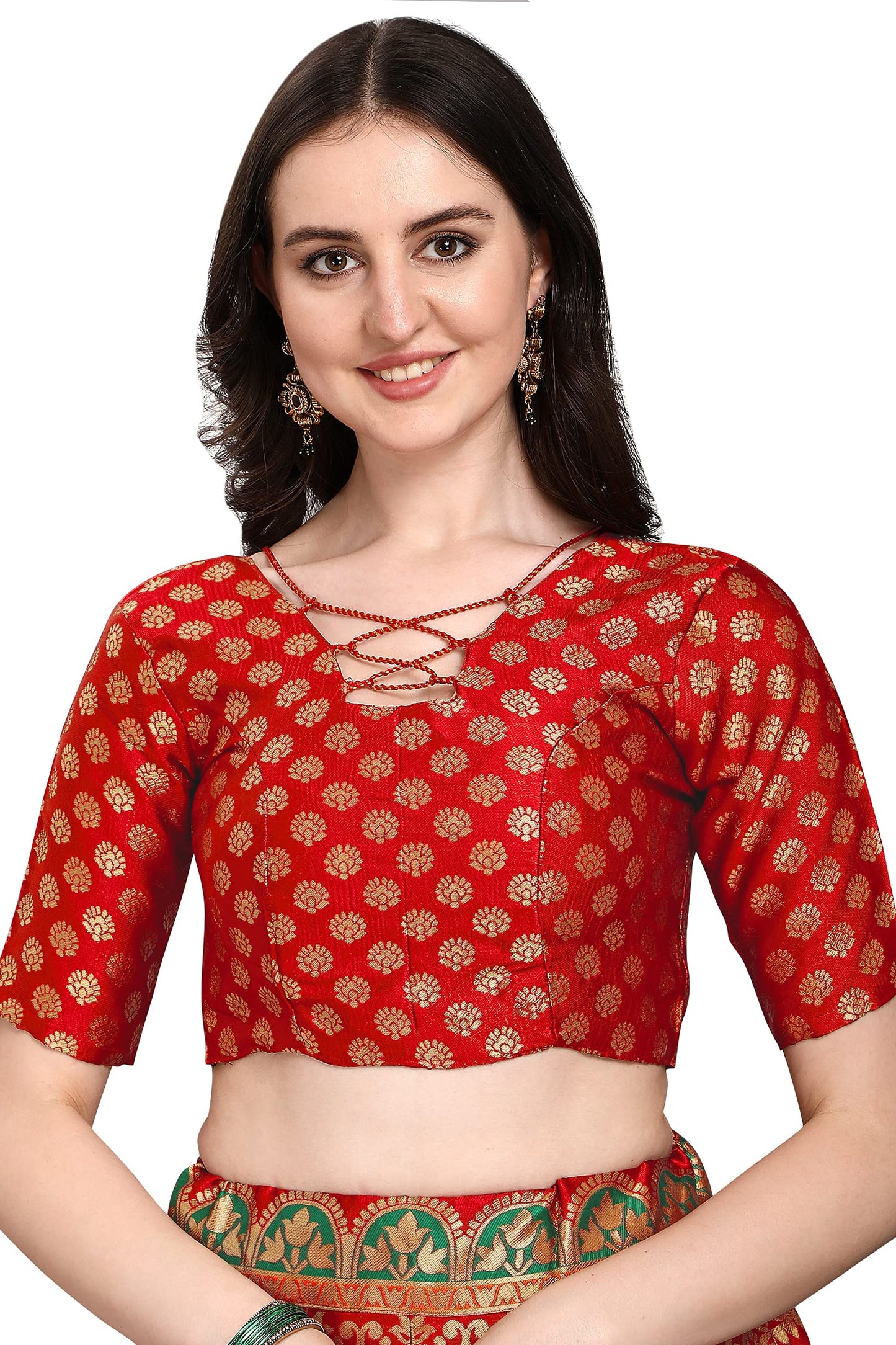 PURVAJA Women's Jacquard Semi-Stitched Lehenga choli