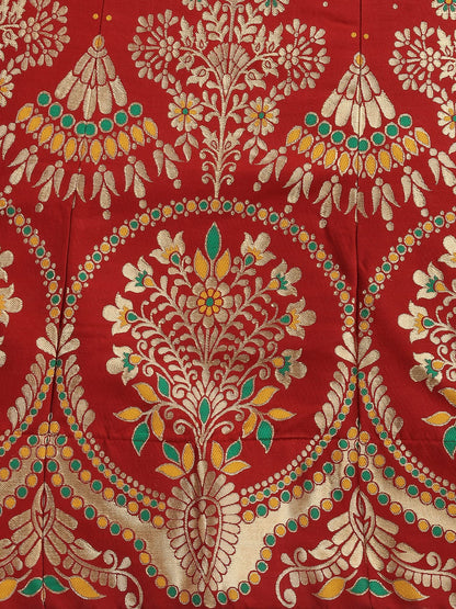 PURVAJA Women's Jacquard Semi-Stitched Lehenga choli