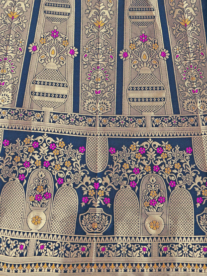 PURVAJA Women's Jacquard Semi-Stitched Lehenga choli(Kumbh)
