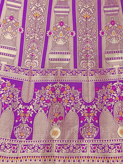 PURVAJA Women's Jacquard Semi-Stitched Lehenga choli(Kumbh)